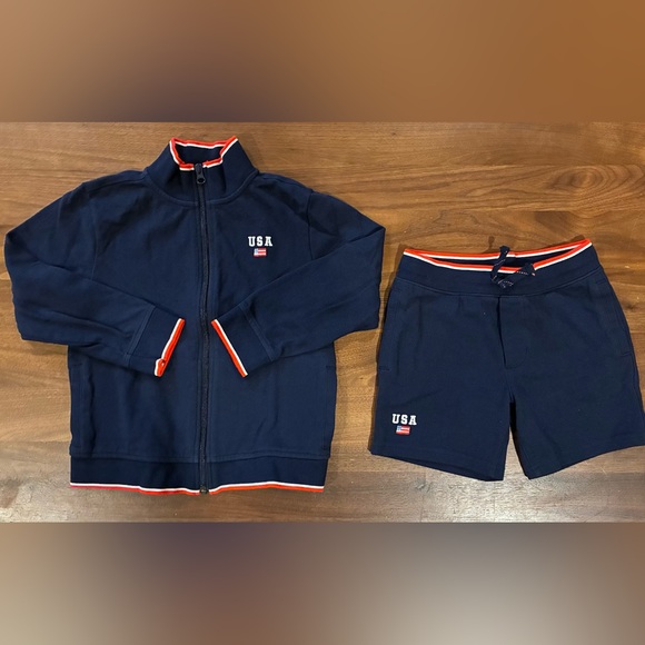 Janie And Jack Embroidered USA Jacket & Pique Short - Picture 2 of 8
